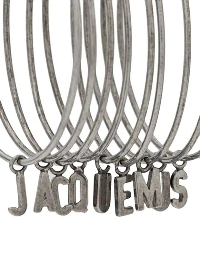 Shop Jacquemus Logo Hoop Earring In Silver