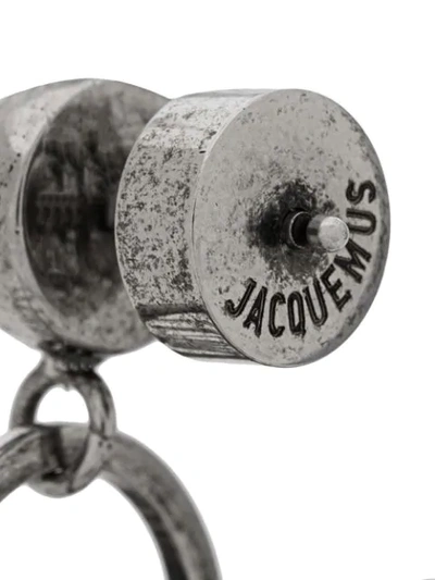 Shop Jacquemus Logo Hoop Earring In Silver