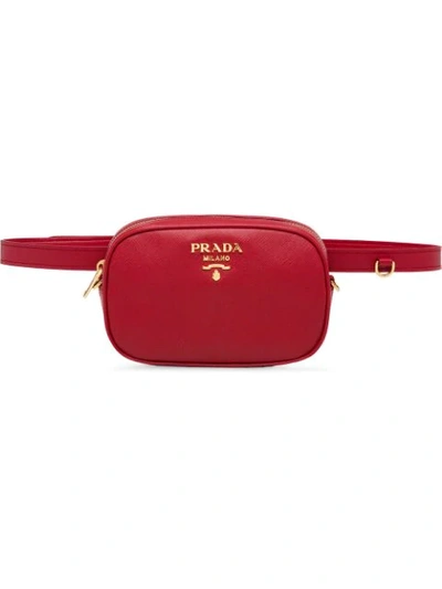 Shop Prada Saffiano Belt Bag In F068z Fire Engine Red