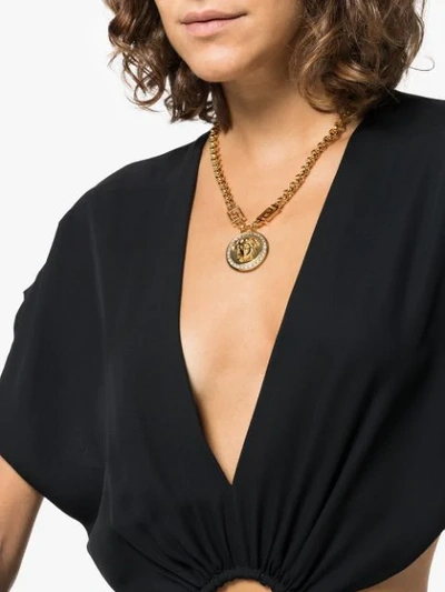 Shop Versace Medusa Head Crystal-embellished Necklace In Metallic