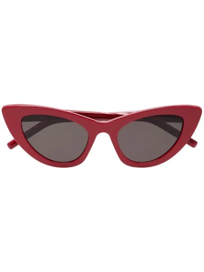 Shop Saint Laurent New Wave 213 Lily Cat-eye Sunglasses In Red