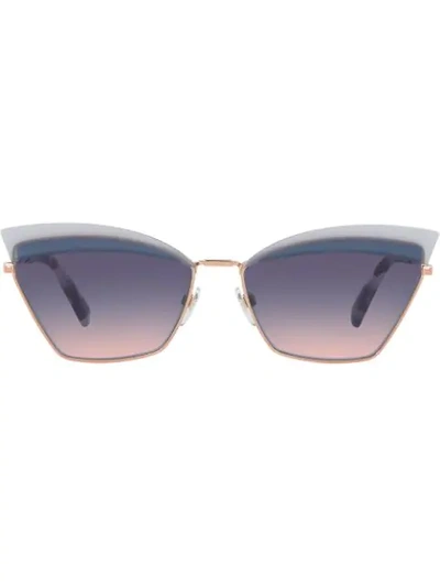 Shop Valentino Geometric Gradient Sunglasses In Gold