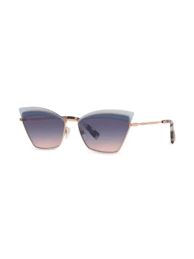 Shop Valentino Geometric Gradient Sunglasses In Gold