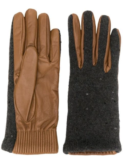 Shop Brunello Cucinelli Textured Gloves In Grey ,brown