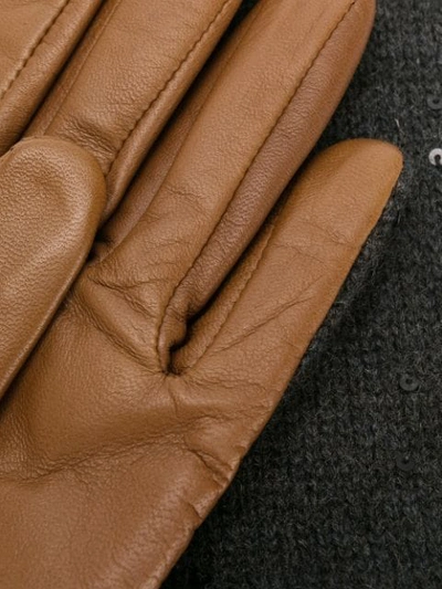 Shop Brunello Cucinelli Textured Gloves In Grey ,brown