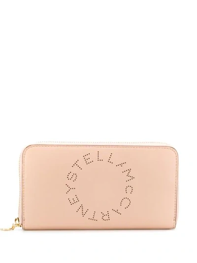Shop Stella Mccartney Stella Logo Zip-around Wallet In Neutrals