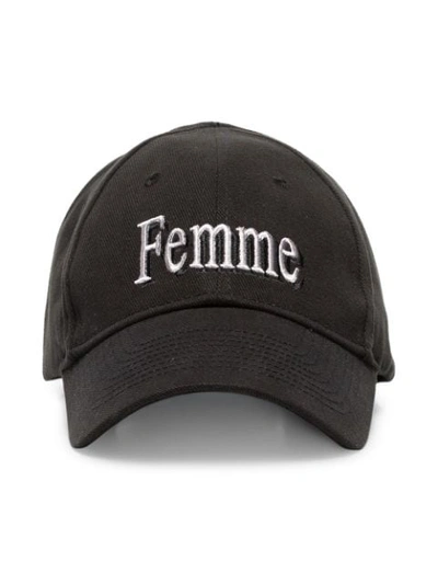 Shop Balenciaga Black Femme Embroidered Baseball Cap