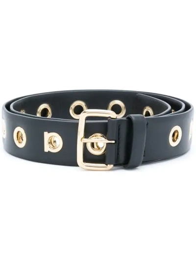 Shop Ferragamo Salvatore  Belt With Eyelets - Black