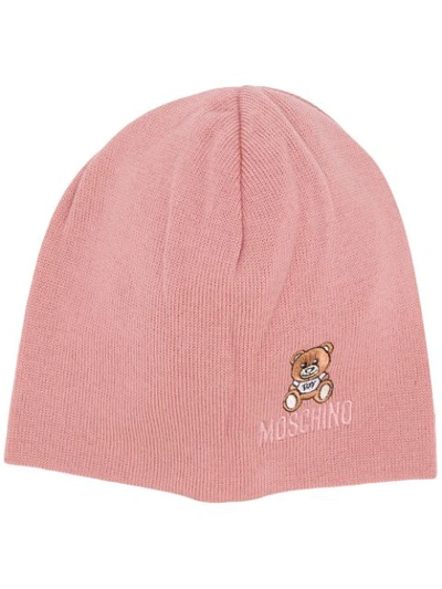 Shop Moschino Teddy Bear Beanie In Pink