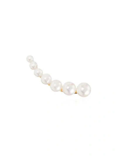 Shop Anita Ko 18kt Yellow Gold Floating Pearl Earring In Yellow Gold/white