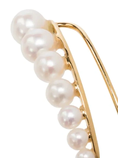 18KT YELLOW GOLD FLOATING PEARL EARRING