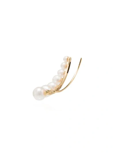 18KT YELLOW GOLD FLOATING PEARL EARRING