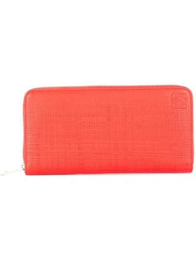 Shop Loewe Textured Zip Around Wallet In Red