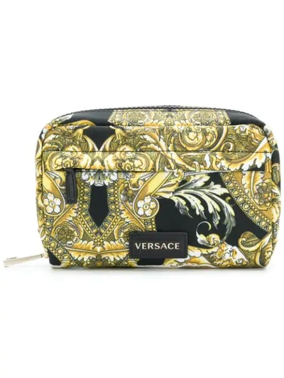 Shop Versace Baroccoflage Make-up Bag In Black