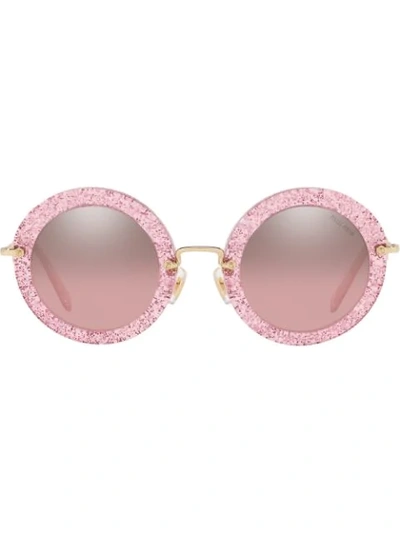 Shop Miu Miu Noir Sunglasses In Pink