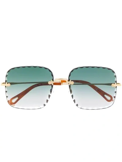 Shop Chloé Rosie Square-frame Sunglasses In Gold