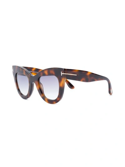 Shop Tom Ford Eyewear Tortoiseshell Cat Eye Sunglasses - Brown
