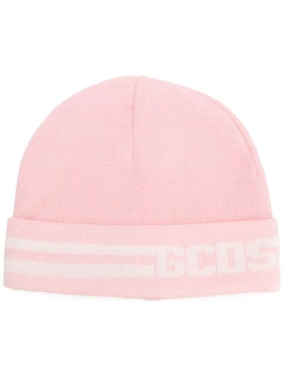 Shop Gcds Logo Knit Beanie - Pink