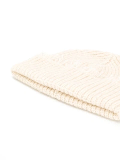 Shop Alanui Frayed-trim Beanie In Neutrals