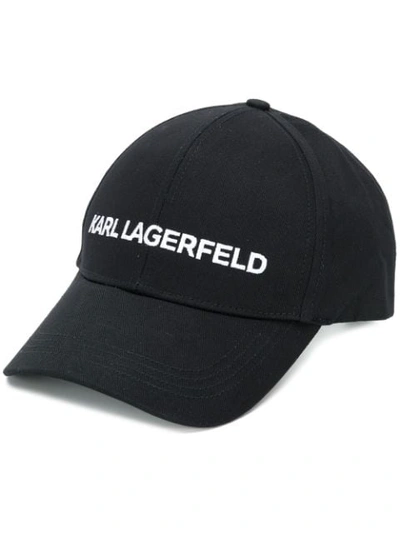 Shop Karl Lagerfeld Logo Embroidered Cap In Black