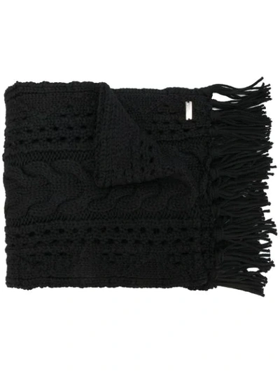 Shop Woolrich Cable-knit Scarf - Black
