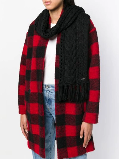 Shop Woolrich Cable-knit Scarf - Black