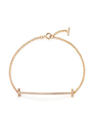 Shop Tiffany & Co 18kt Yellow Gold Tiffany T Smile Diamond Bracelet In Yellow ,metallic