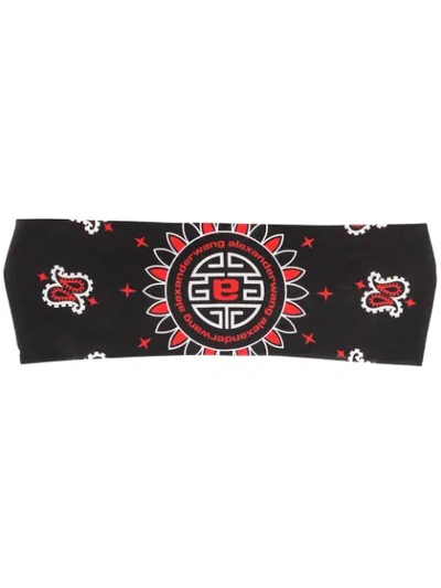 Shop Alexander Wang Logo Paisley Embroidered Headband In Black