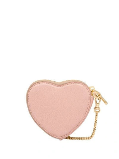 Shop Miu Miu Madras Leather Heart Keychain In Pink