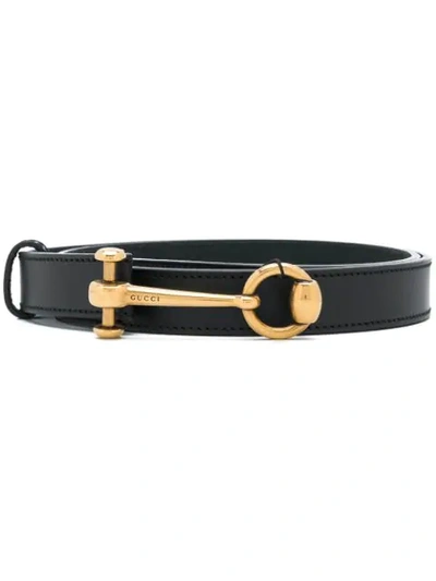 Shop Gucci Horsebit Detailed Belt In Black