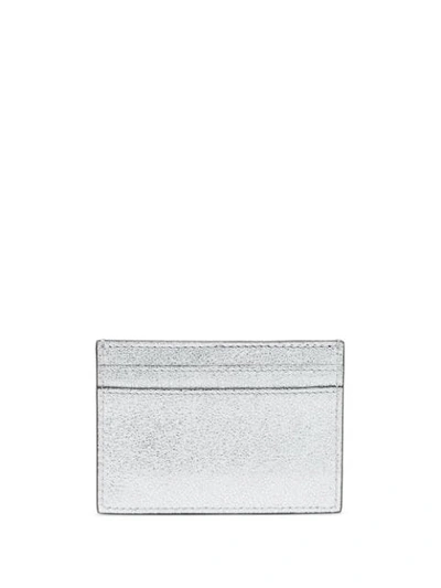 Shop Moschino Embellished Logo Plaque Card Holder In Silver