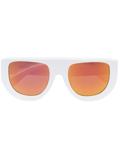 Shop Ganni White And Orange Ines 2 Sunglasses