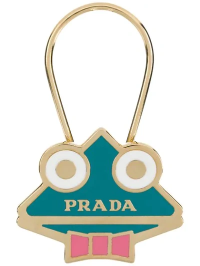 Shop Prada Triangle Logo Keychain - Metallic