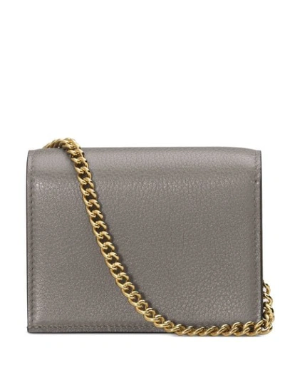 Shop Gucci Zumi Grainy Card Case Wallet In Grey