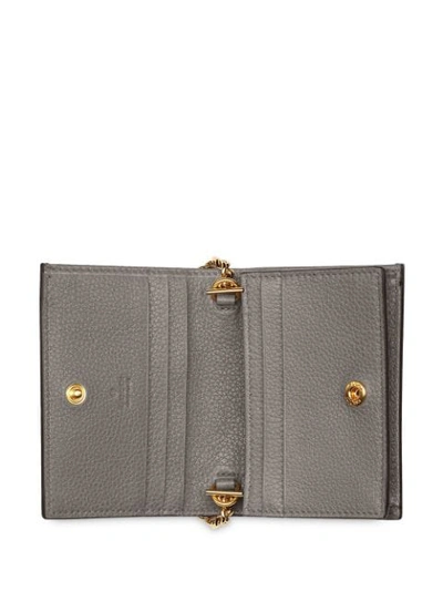 Shop Gucci Zumi Grainy Card Case Wallet In Grey