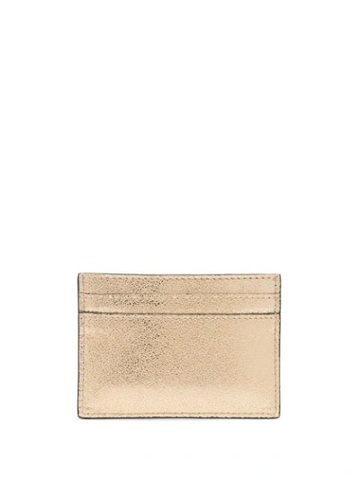 Shop Moschino Embellished Logo Plaque Card Holder In Gold