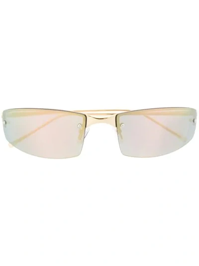 Shop Courrèges Visor Sunglasses In Brown