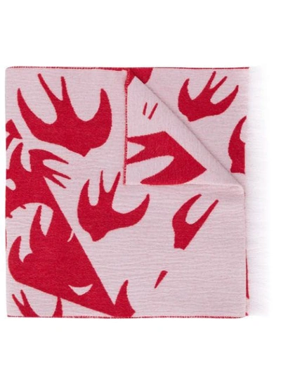 Shop Mcq By Alexander Mcqueen Swallow Print Scarf In Red