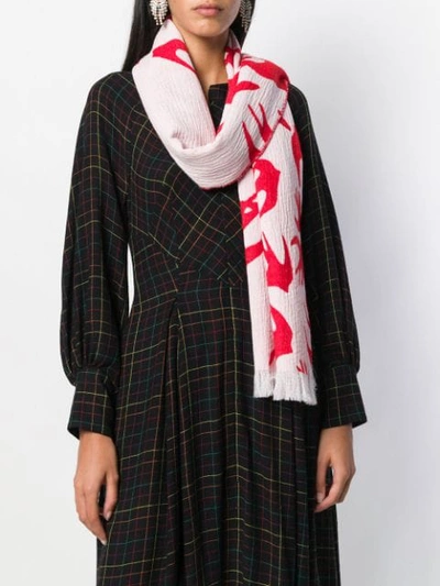 Shop Mcq By Alexander Mcqueen Swallow Print Scarf In Red