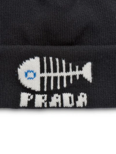 Shop Prada Logo Knit Beanie In Black