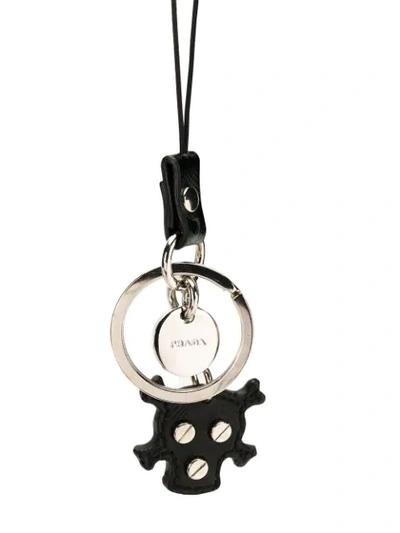 Shop Prada Skull Keyring - Black