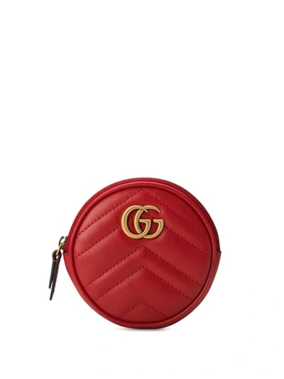 Shop Gucci Gg Marmont Coin Purse In Red