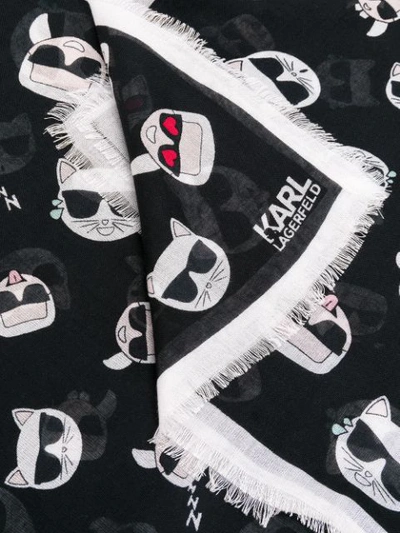 Shop Karl Lagerfeld Ikonik All-over Print Scarf In Black
