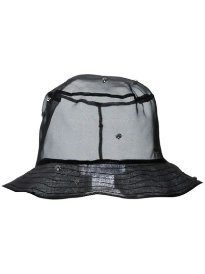 RUSLAN BAGINSKIY BLACK CRYSTAL EMBELLISHED SILK BUCKET HAT - 黑色