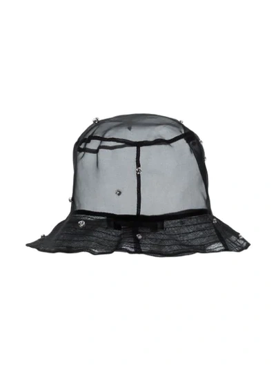 RUSLAN BAGINSKIY BLACK CRYSTAL EMBELLISHED SILK BUCKET HAT - 黑色