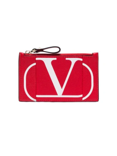 Shop Valentino Vlogo Card-holder In Red