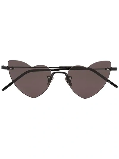 Shop Saint Laurent Eyewear Black Heart Shape Sunglasses