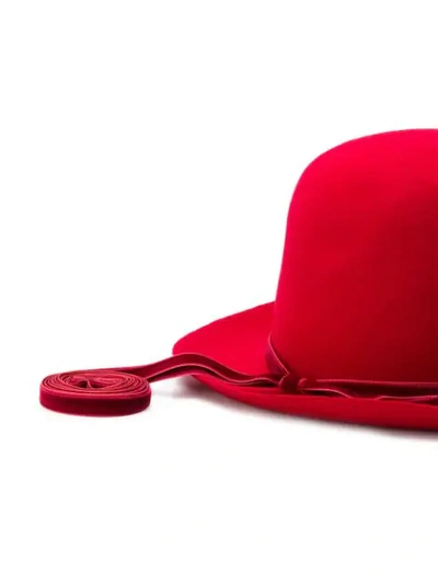 Shop Ann Demeulemeester Velvet Ribbon Top Hat In Red