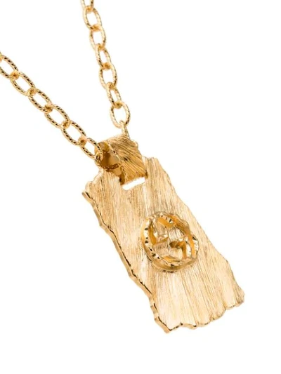 GOLD TONE TEXTURED GG PENDANT NECKLACE
