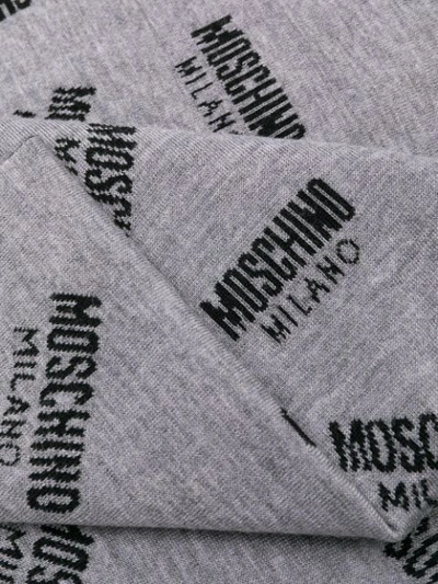 Shop Moschino Milano Logo Intarsia Scarf In Grey